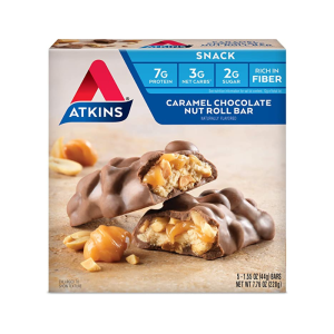 Atkins Snack Bar, Caramel Chocolate Nut Roll for Weight Loss by Health Crescent
